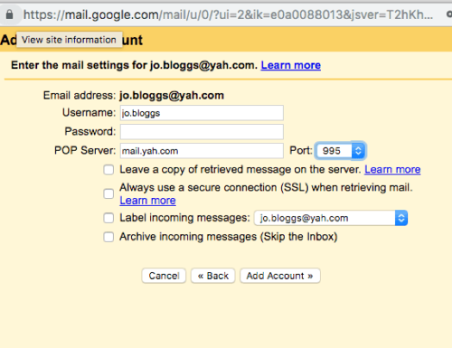 Screenshot of Gmail mail settings page