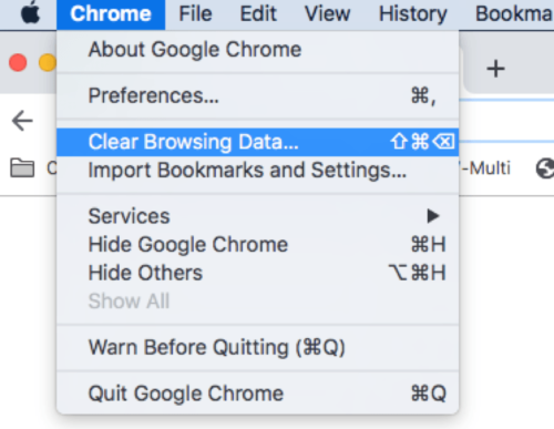 Screenshot showing "clear browsing data"