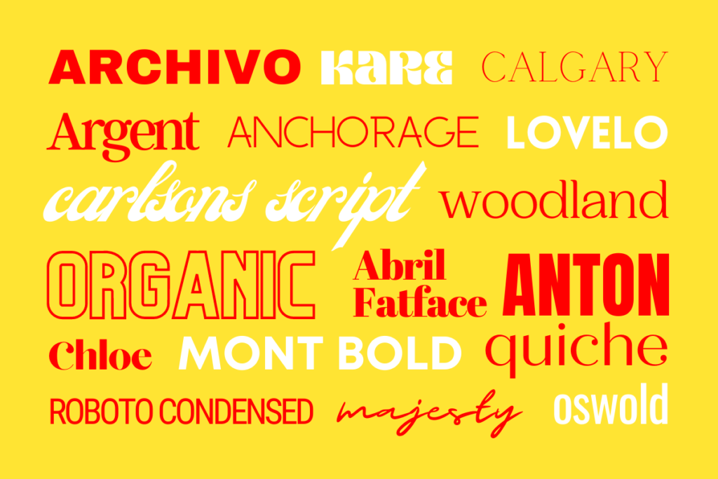 Examples of fonts for website branding blog