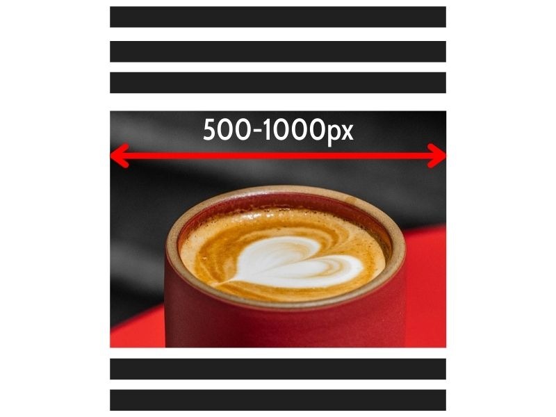 Correct size for in-page website image - 500-1000px