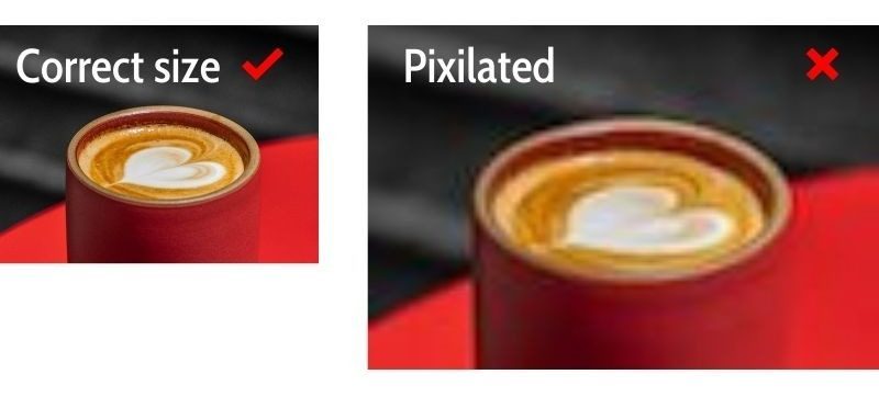 Pixilated website image of red coffee cup
