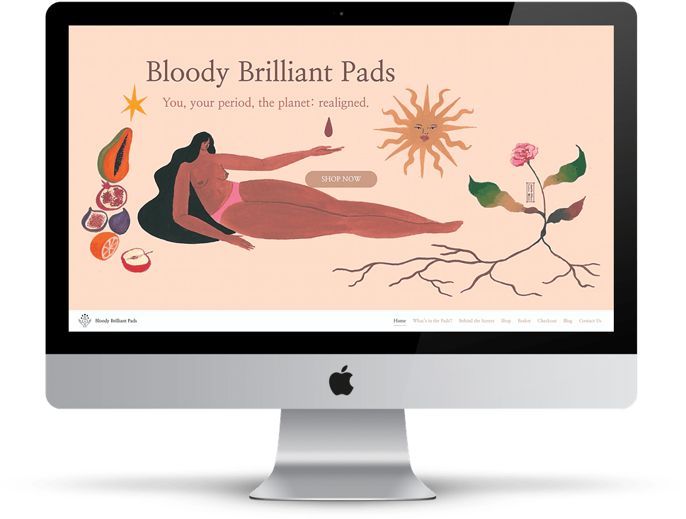 Bloody Brilliant Pads website on desktop