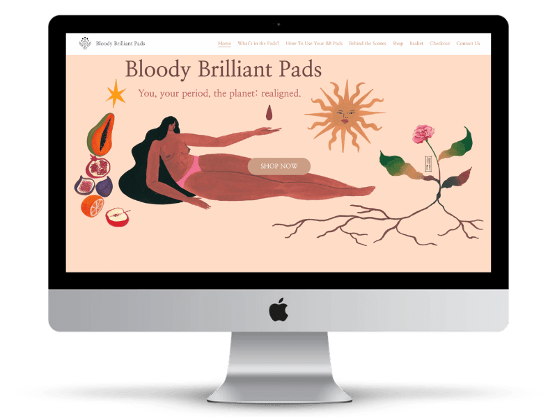 Bloody Brilliant Pads website on desktop