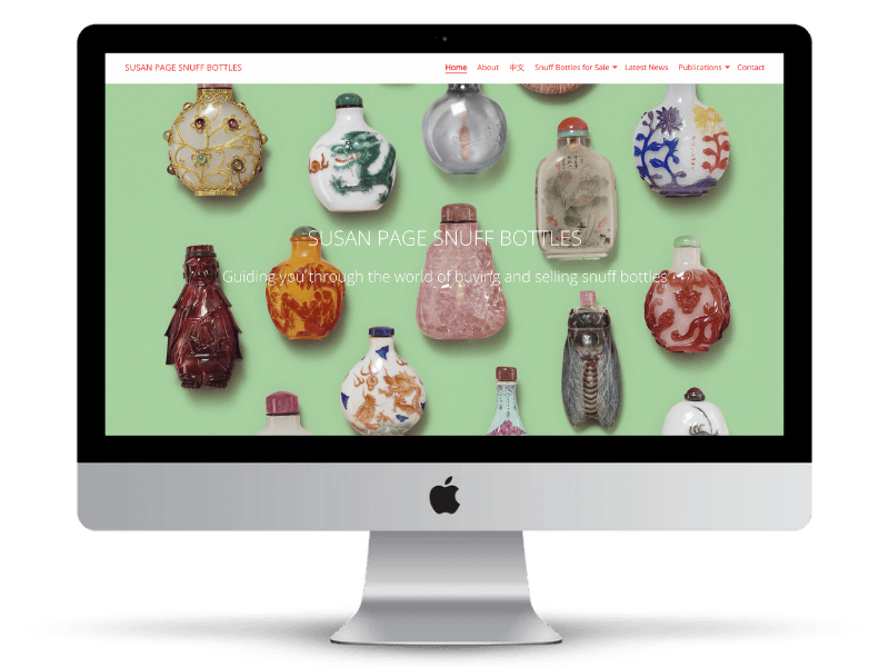 Susan Page Snuff Bottles website on desktop